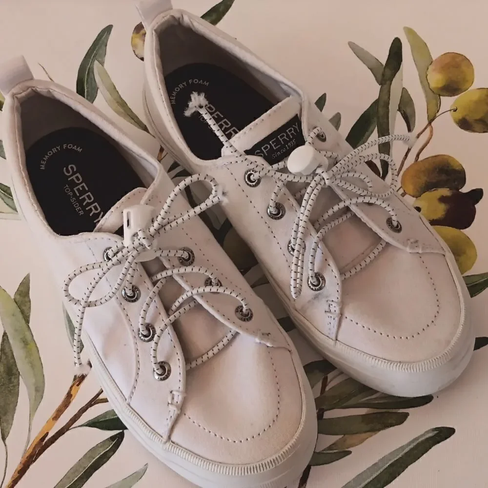 Sperry Top Siders White Canvas Sneakers